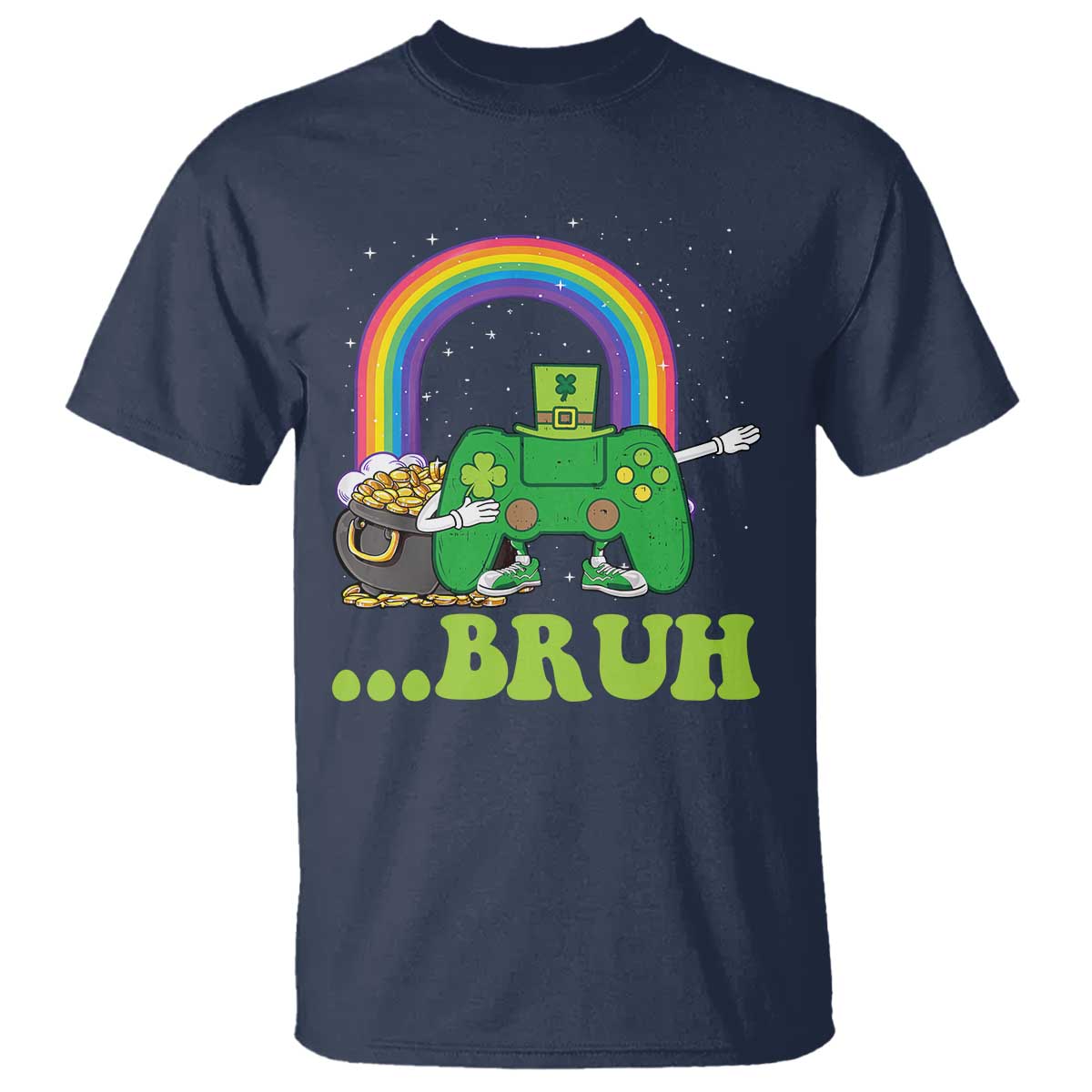 St Patricks Day Dabbing Video Game Controller T Shirt Irish Gamer Boys Dab Dance TS10 Navy Print Your Wear