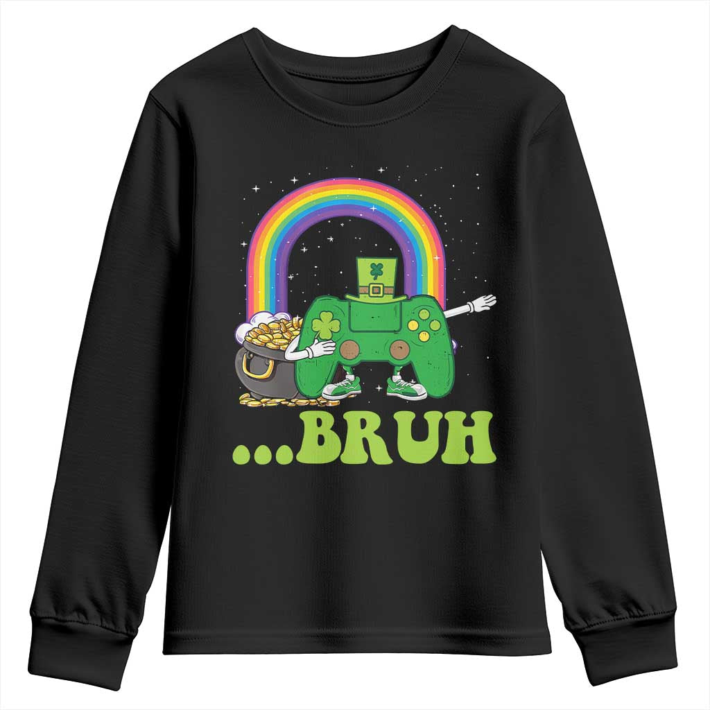 St Patricks Day Dabbing Video Game Controller Youth Sweatshirt Irish Gamer Boys Dab Dance TS10 Black Print Your Wear