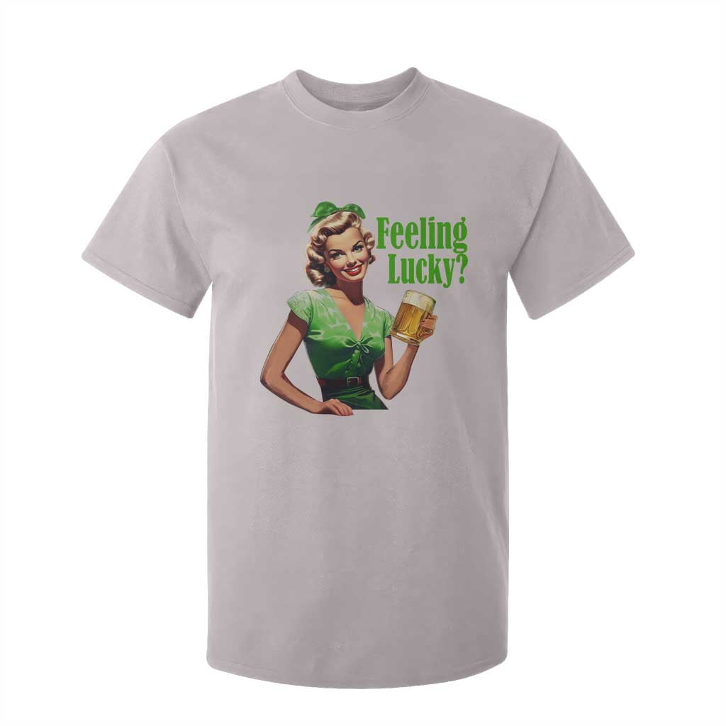 St. Patricks Day T Shirt For Kid Feeling Lucky Trendy Retro TS10 Ice Gray Print Your Wear