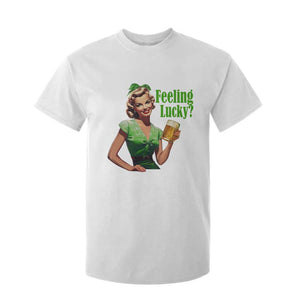 St. Patricks Day T Shirt For Kid Feeling Lucky Trendy Retro TS10 White Print Your Wear