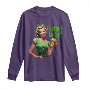 St. Patricks Day Long Sleeve Shirt Feeling Lucky Trendy Retro TS10 Purple Print Your Wear