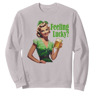 St. Patricks Day Sweatshirt Feeling Lucky Trendy Retro TS10 Ice Gray Print Your Wear