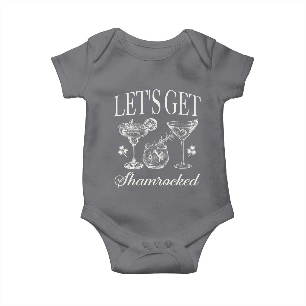 St Patricks Day Cocktail Baby Onesie Lets Get Shamrocked TS10 Charcoal Print Your Wear