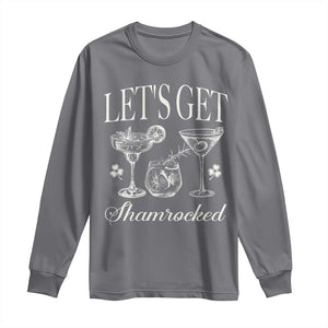 St Patricks Day Cocktail Long Sleeve Shirt Lets Get Shamrocked TS10 Charcoal Print Your Wear