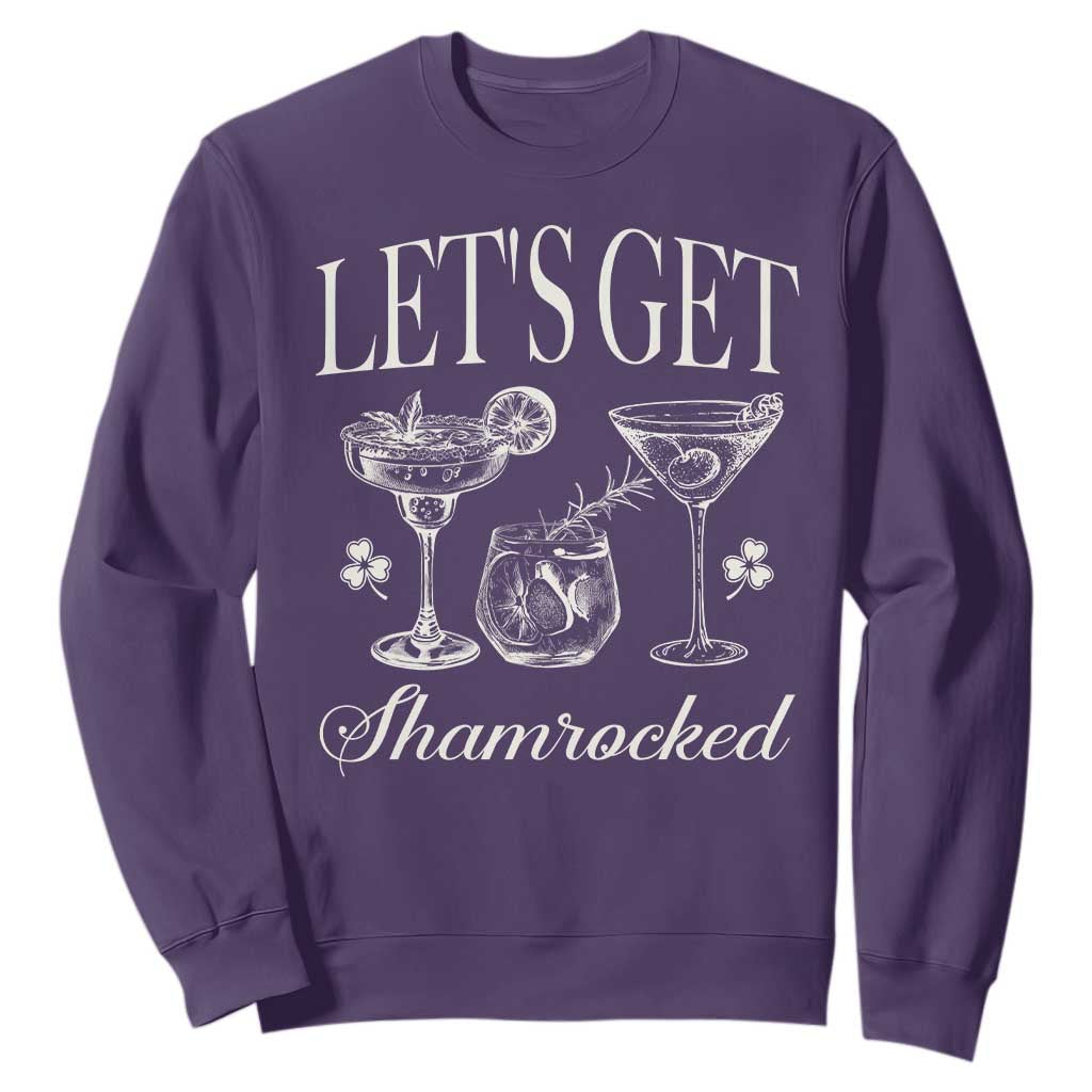 St Patricks Day Cocktail Sweatshirt Lets Get Shamrocked TS10 Purple Print Your Wear