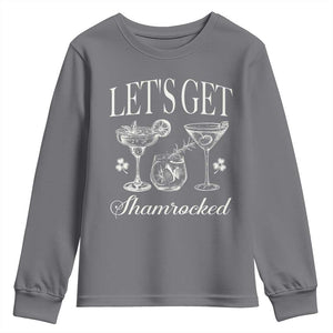 St Patricks Day Cocktail Youth Sweatshirt Lets Get Shamrocked TS10 Charcoal Print Your Wear