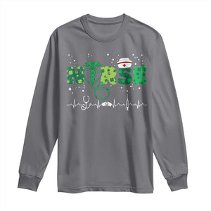 Nurse St Patricks Day Long Sleeve Shirt Stethoscope Scrub Irish Nurses Paddys Day TS10 Charcoal Print Your Wear