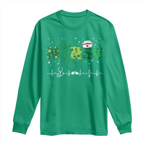 Nurse St Patricks Day Long Sleeve Shirt Stethoscope Scrub Irish Nurses Paddys Day TS10 Irish Green Print Your Wear