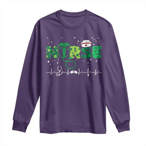 Nurse St Patricks Day Long Sleeve Shirt Stethoscope Scrub Irish Nurses Paddys Day TS10 Purple Print Your Wear