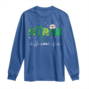 Nurse St Patricks Day Long Sleeve Shirt Stethoscope Scrub Irish Nurses Paddys Day TS10 Royal Blue Print Your Wear