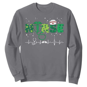Nurse St Patricks Day Sweatshirt Stethoscope Scrub Irish Nurses Paddys Day TS10 Charcoal Print Your Wear