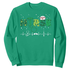 Nurse St Patricks Day Sweatshirt Stethoscope Scrub Irish Nurses Paddys Day TS10 Irish Green Print Your Wear