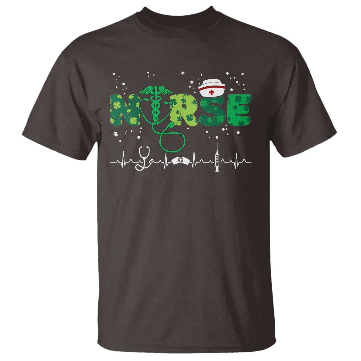 Nurse St Patricks Day T Shirt Stethoscope Scrub Irish Nurses Paddys Day TS10 Dark Chocolate Print Your Wear