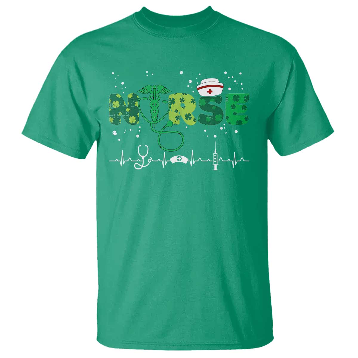 Nurse St Patricks Day T Shirt Stethoscope Scrub Irish Nurses Paddys Day TS10 Irish Green Print Your Wear