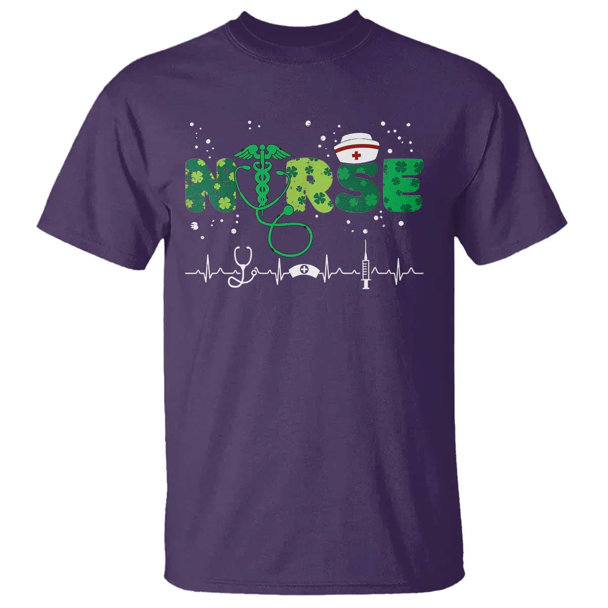 Nurse St Patricks Day T Shirt Stethoscope Scrub Irish Nurses Paddys Day TS10 Purple Print Your Wear