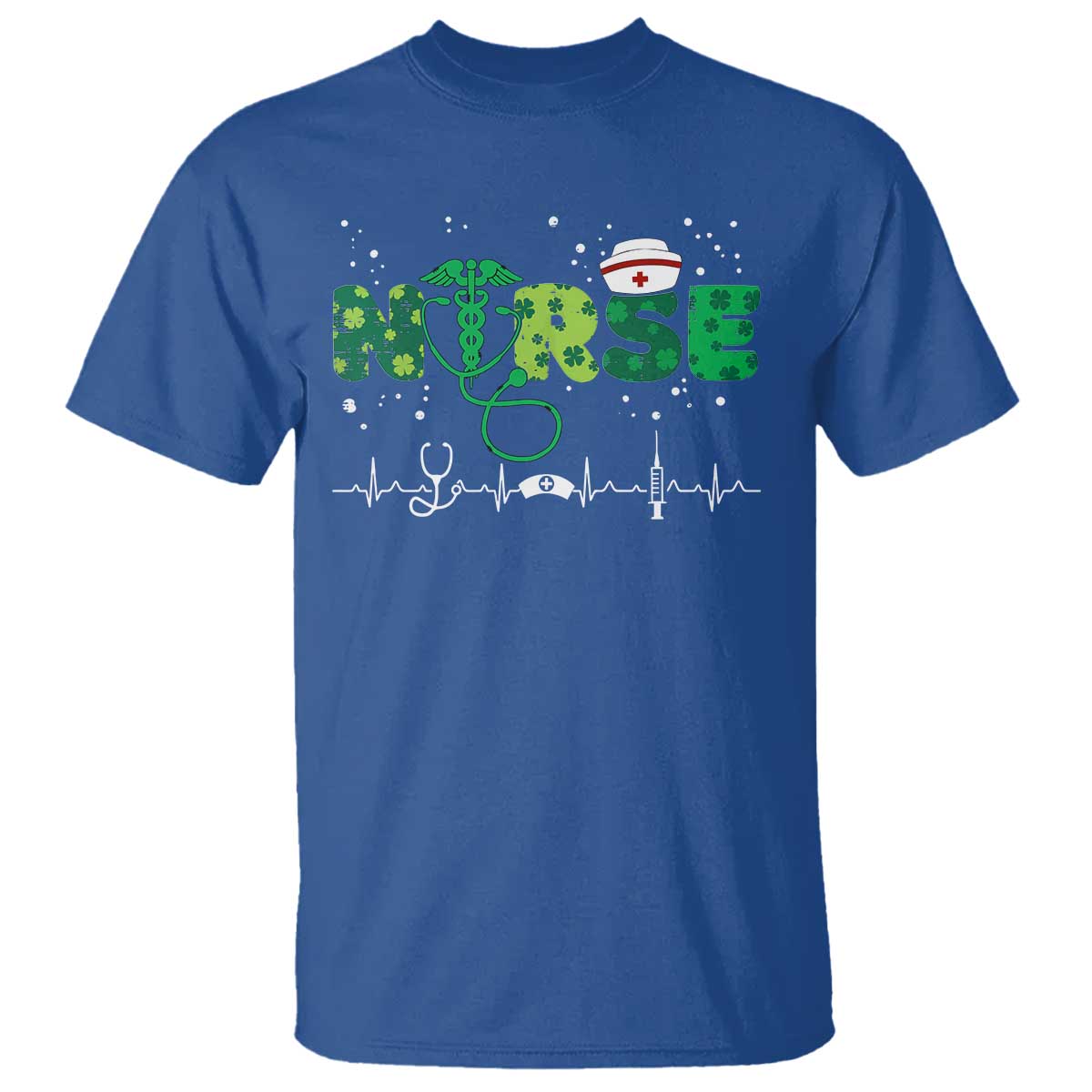 Nurse St Patricks Day T Shirt Stethoscope Scrub Irish Nurses Paddys Day TS10 Royal Blue Print Your Wear