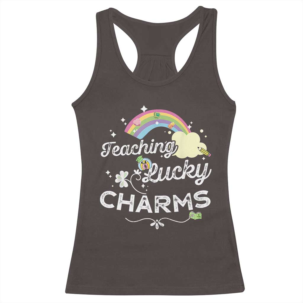 Girls St. Patricks Day Racerback Tank Top Little Miss Shenanigans TS10 Dark Chocolate Print Your Wear