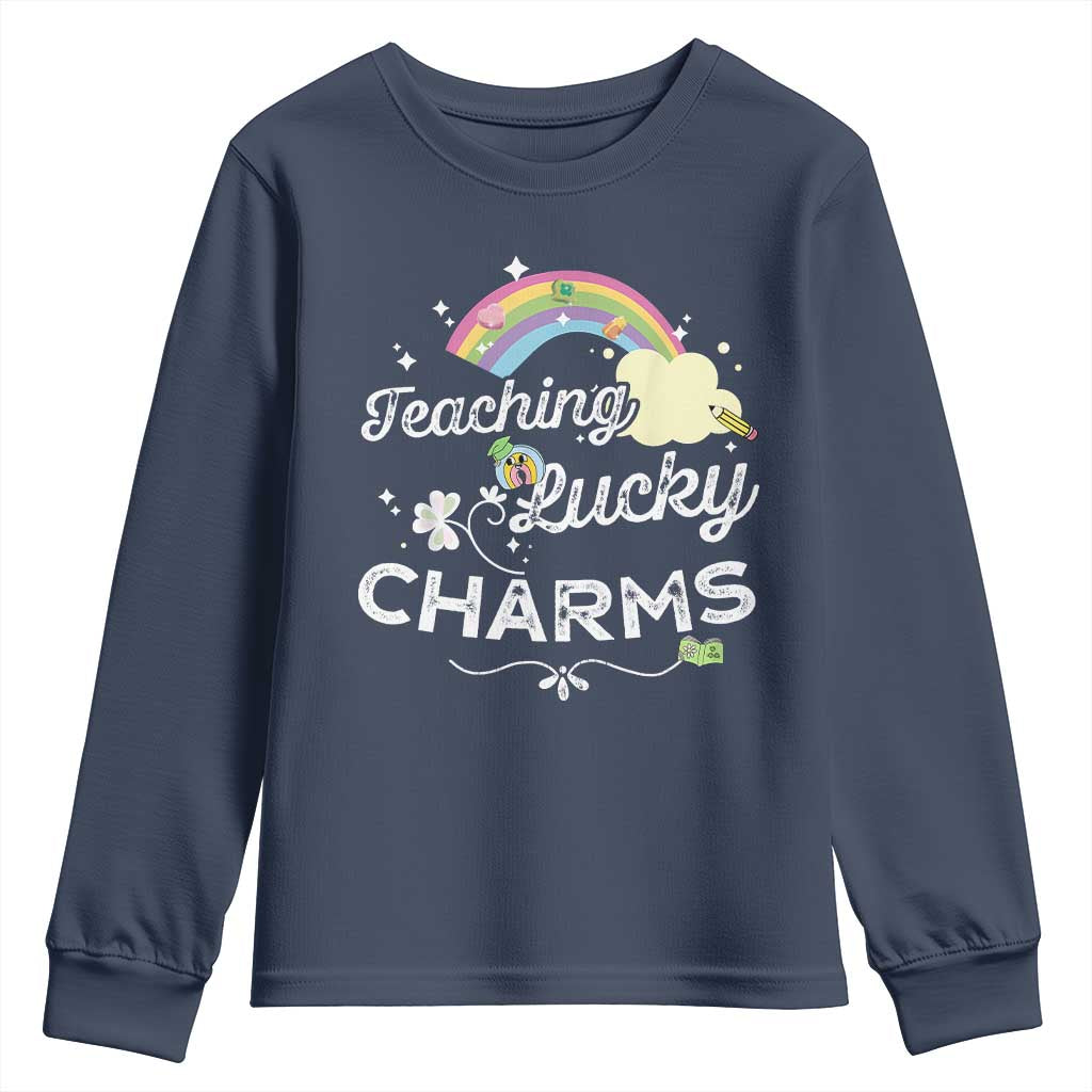 Girls St. Patricks Day Youth Sweatshirt Little Miss Shenanigans TS10 Navy Print Your Wear