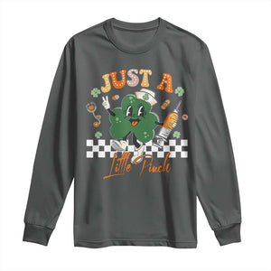 Nurse St Patrick's Long Sleeve Shirt Just A Little Pinch TS10 Dark Heather Print Your Wear