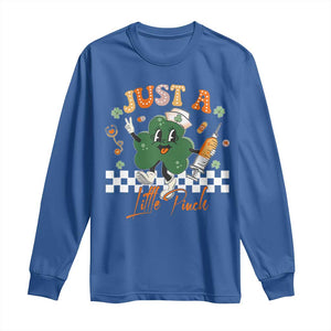 Nurse St Patrick's Long Sleeve Shirt Just A Little Pinch TS10 Royal Blue Print Your Wear