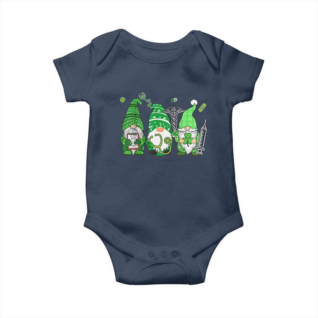 Nurse St Patricks Day Baby Onesie Lucky Shamrock Leopard Gnomes Irish Nurses TS10 Navy Print Your Wear