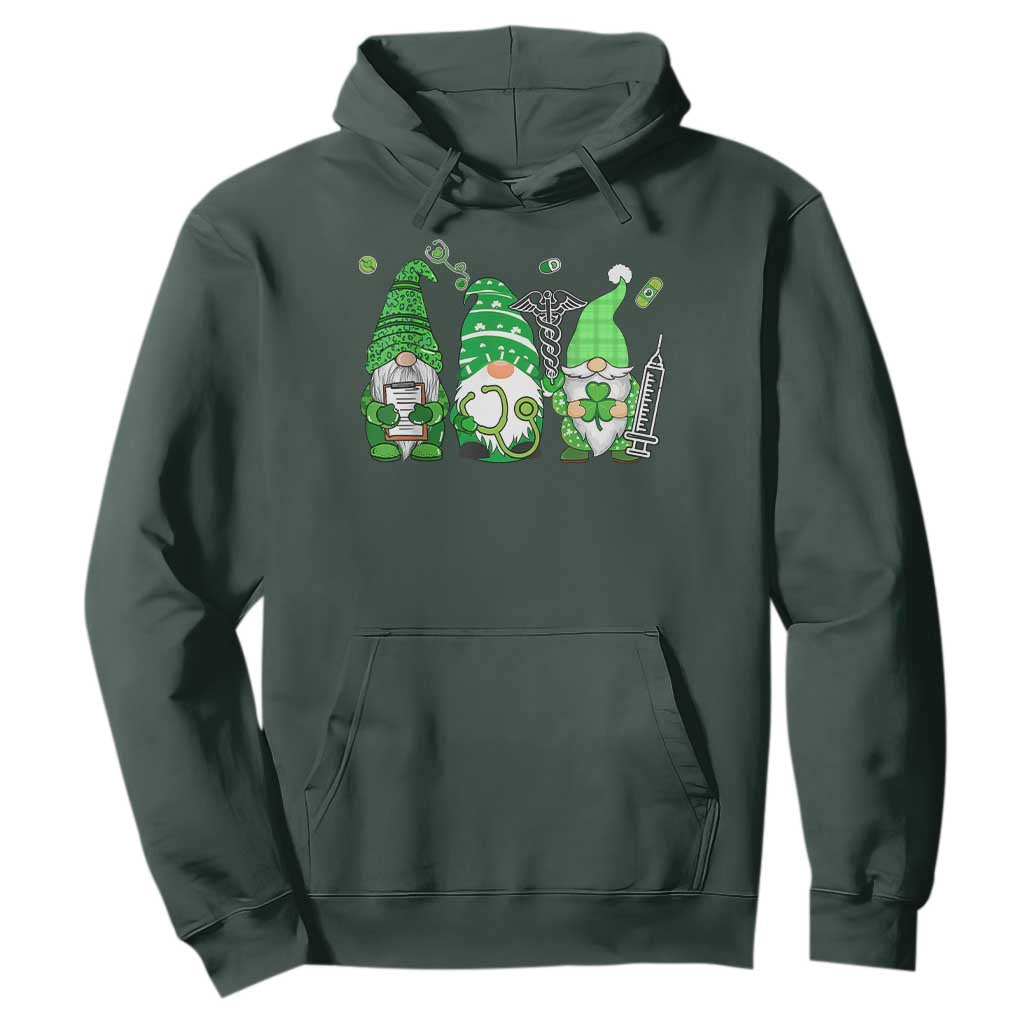 Nurse St Patricks Day Hoodie Lucky Shamrock Leopard Gnomes Irish Nurses TS10 Dark Forest Green Print Your Wear