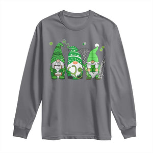 Nurse St Patricks Day Long Sleeve Shirt Lucky Shamrock Leopard Gnomes Irish Nurses TS10 Charcoal Print Your Wear