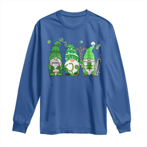 Nurse St Patricks Day Long Sleeve Shirt Lucky Shamrock Leopard Gnomes Irish Nurses TS10 Royal Blue Print Your Wear