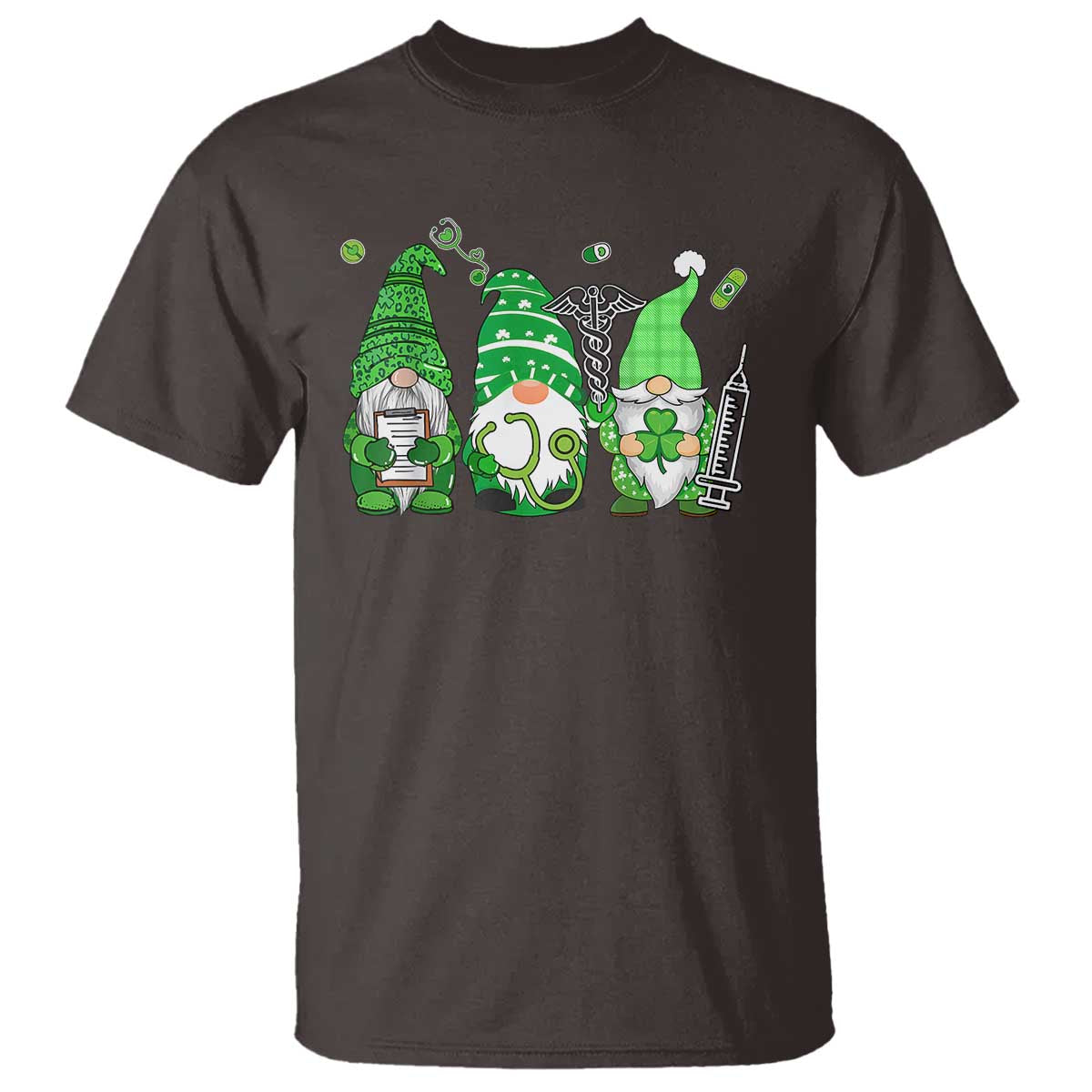 Nurse St Patricks Day T Shirt Lucky Shamrock Leopard Gnomes Irish Nurses TS10 Dark Chocolate Print Your Wear