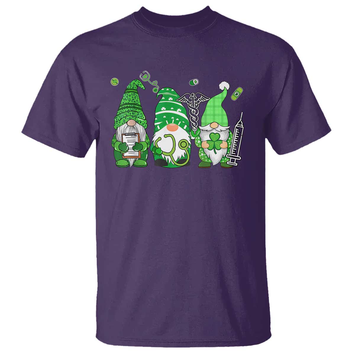 Nurse St Patricks Day T Shirt Lucky Shamrock Leopard Gnomes Irish Nurses TS10 Purple Print Your Wear