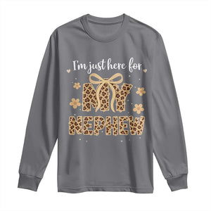 Im Just Here For My Nephew Long Sleeve Shirt Gift For Aunt From Nephew Leopard TS10 Charcoal Print Your Wear