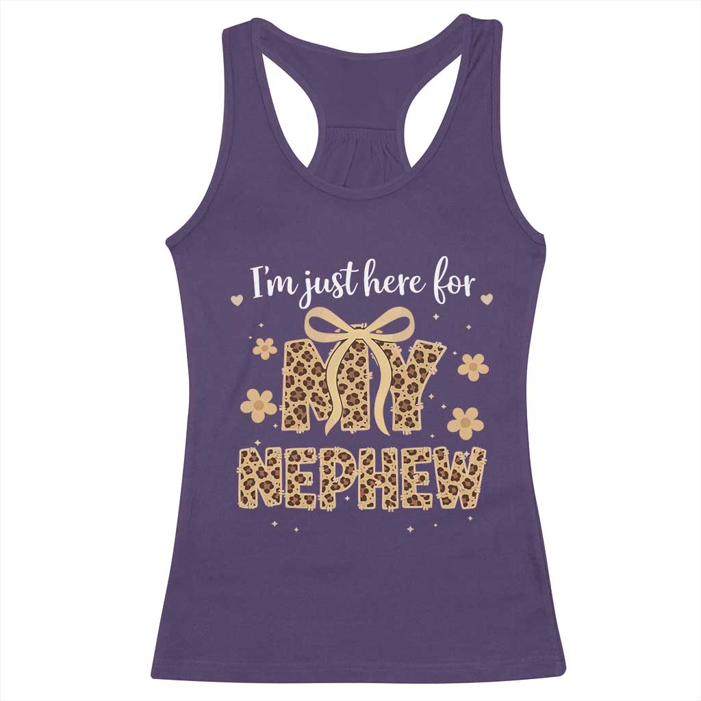 Im Just Here For My Nephew Racerback Tank Top Gift For Aunt From Nephew Leopard TS10 Purple Print Your Wear
