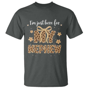 Im Just Here For My Nephew T Shirt Gift For Aunt From Nephew Leopard TS10 Dark Heather Print Your Wear