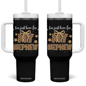 Im Just Here For My Nephew Tumbler With Handle Gift For Aunt From Nephew Leopard TS10 One Size: 40 oz Black Print Your Wear
