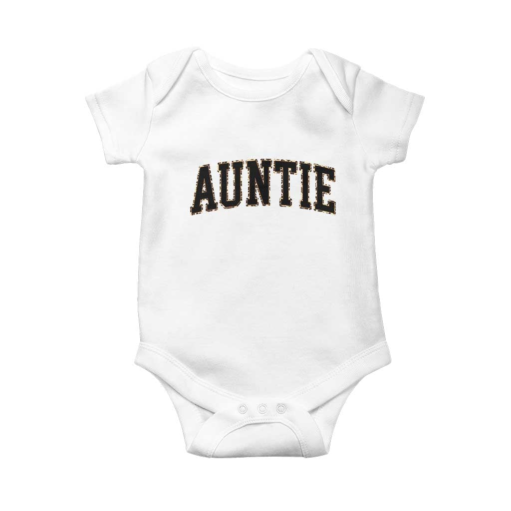 Auntie Baby Onesie Retro Varsity New Aunt Letter Print TS10 White Print Your Wear