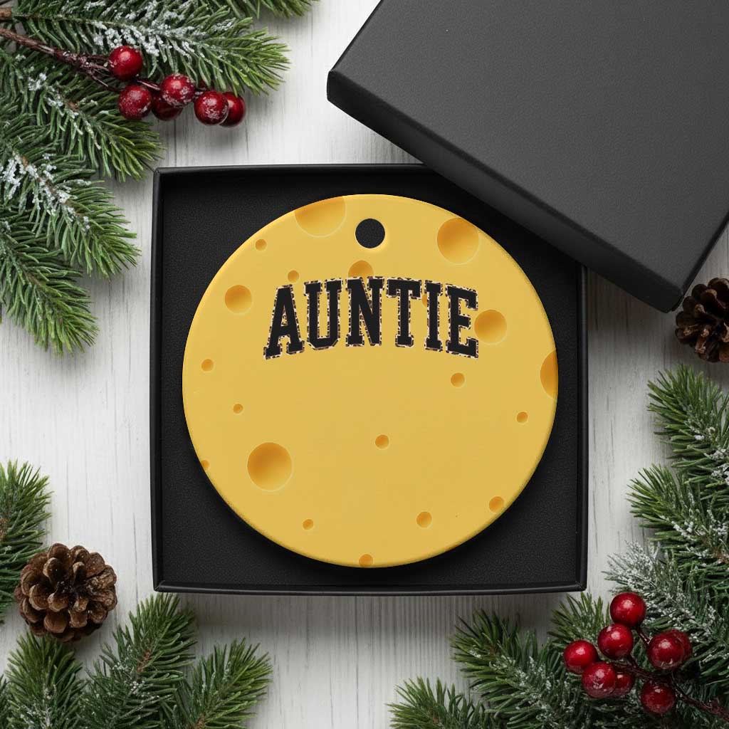 Auntie Ceramic Ornament Retro Varsity New Aunt Letter Print TS10 1pc Yellow Cheese Print Your Wear