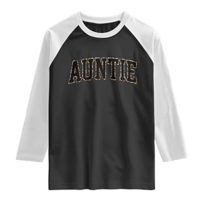 Auntie Raglan Shirt Retro Varsity New Aunt Letter Print TS10 Black White Print Your Wear