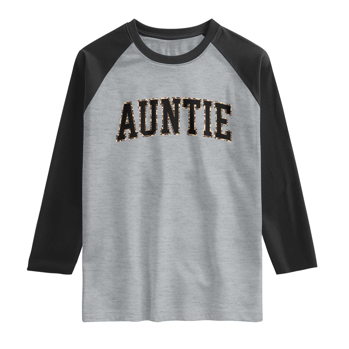 Auntie Raglan Shirt Retro Varsity New Aunt Letter Print TS10 Heather Gray Black Print Your Wear