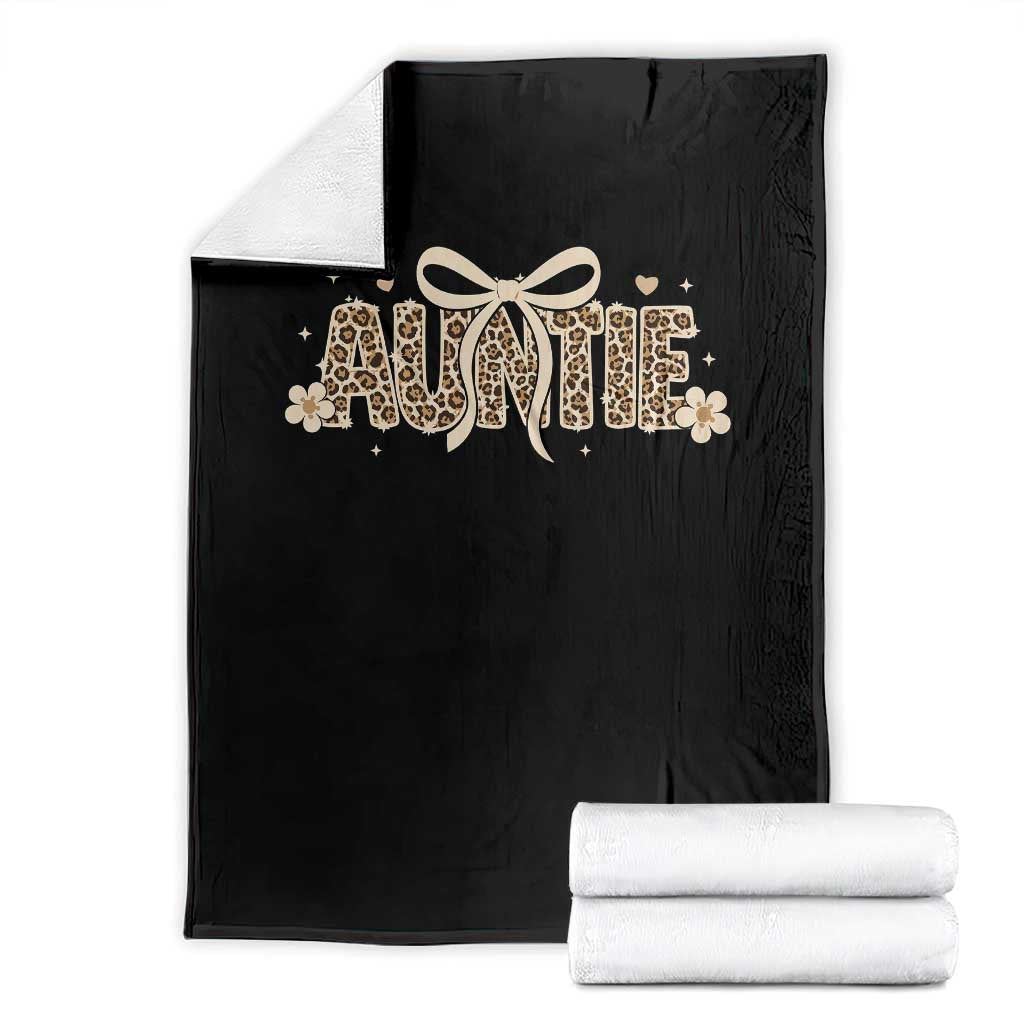 Leopard Auntie Throw Blanket Coquette Bow Cute Gift For Aunt TS10 Black Print Your Wear