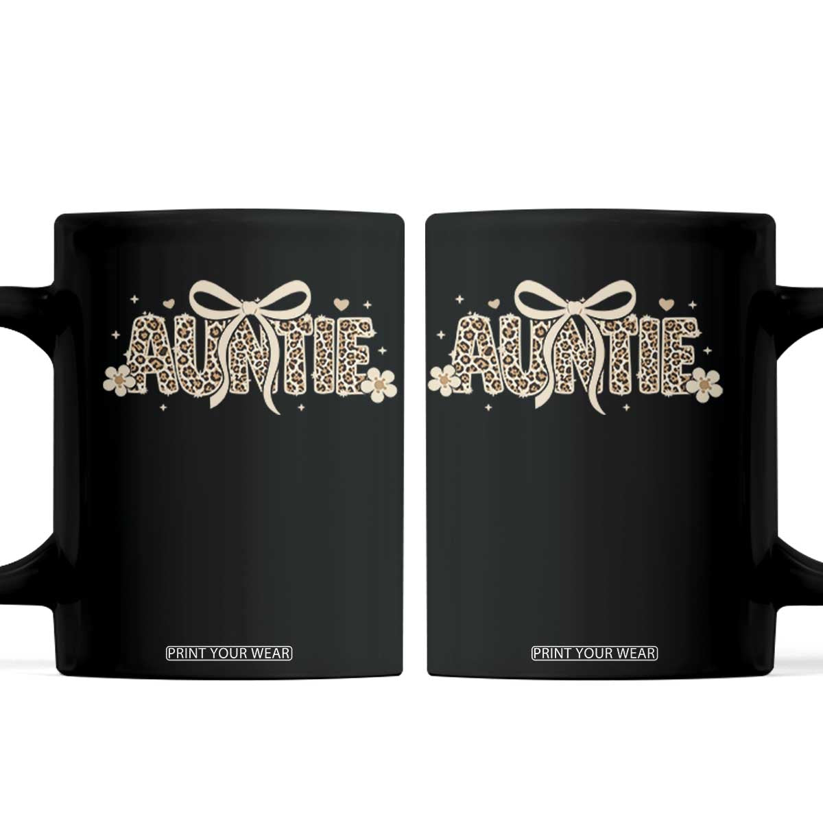 Leopard Auntie Coffee Mug Coquette Bow Cute Gift For Aunt TS10 Black Print Your Wear