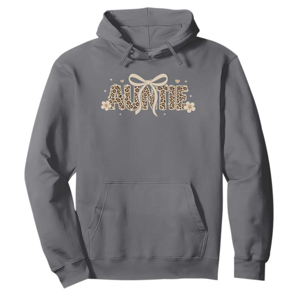 Leopard Auntie Hoodie Coquette Bow Cute Gift For Aunt TS10 Charcoal Print Your Wear