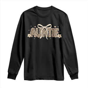 Leopard Auntie Long Sleeve Shirt Coquette Bow Cute Gift For Aunt TS10 Black Print Your Wear