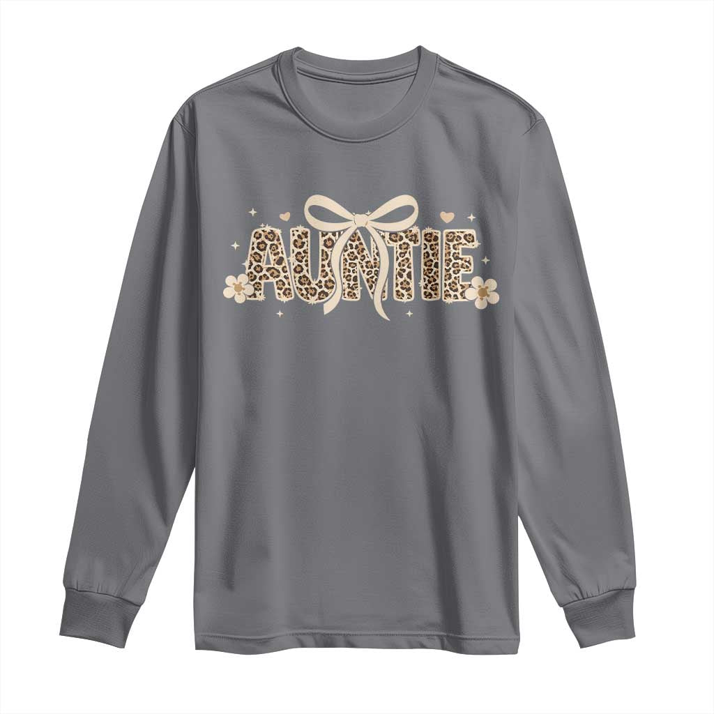 Leopard Auntie Long Sleeve Shirt Coquette Bow Cute Gift For Aunt TS10 Charcoal Print Your Wear