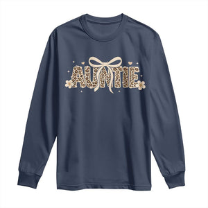 Leopard Auntie Long Sleeve Shirt Coquette Bow Cute Gift For Aunt TS10 Navy Print Your Wear