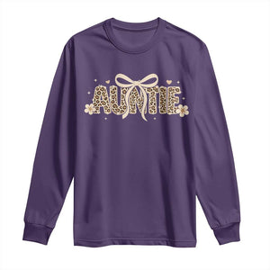 Leopard Auntie Long Sleeve Shirt Coquette Bow Cute Gift For Aunt TS10 Purple Print Your Wear