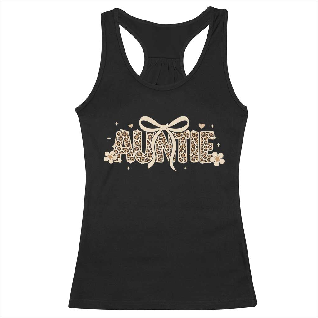 Leopard Auntie Racerback Tank Top Coquette Bow Cute Gift For Aunt TS10 Black Print Your Wear