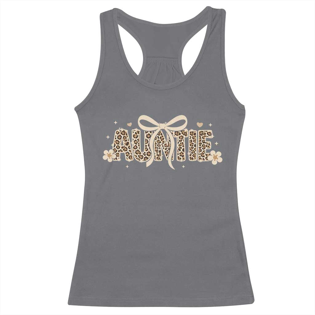 Leopard Auntie Racerback Tank Top Coquette Bow Cute Gift For Aunt TS10 Charcoal Print Your Wear