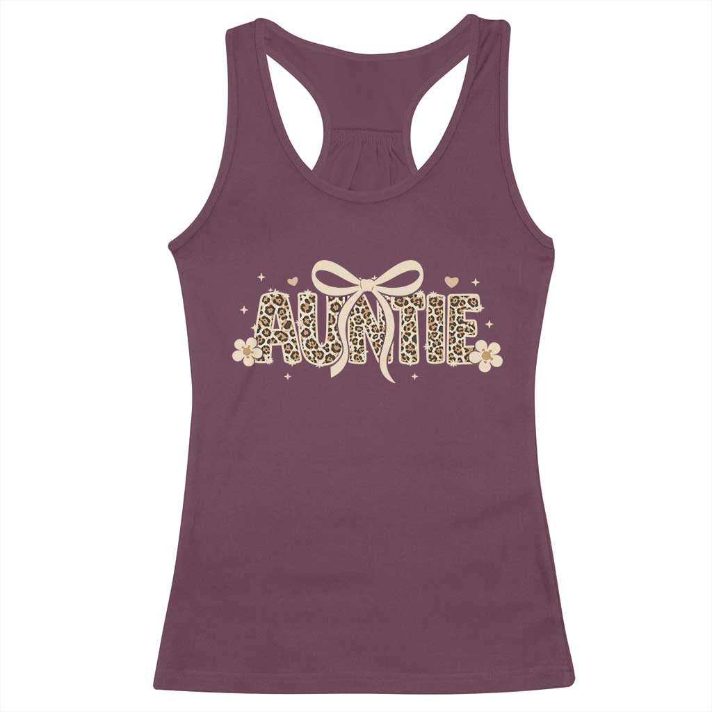 Leopard Auntie Racerback Tank Top Coquette Bow Cute Gift For Aunt TS10 Maroon Print Your Wear