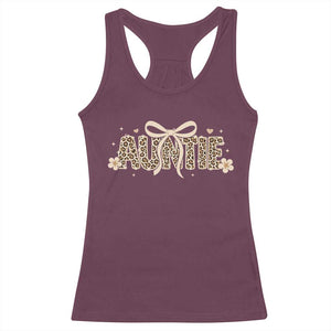 Leopard Auntie Racerback Tank Top Coquette Bow Cute Gift For Aunt TS10 Maroon Print Your Wear