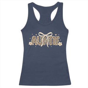Leopard Auntie Racerback Tank Top Coquette Bow Cute Gift For Aunt TS10 Navy Print Your Wear